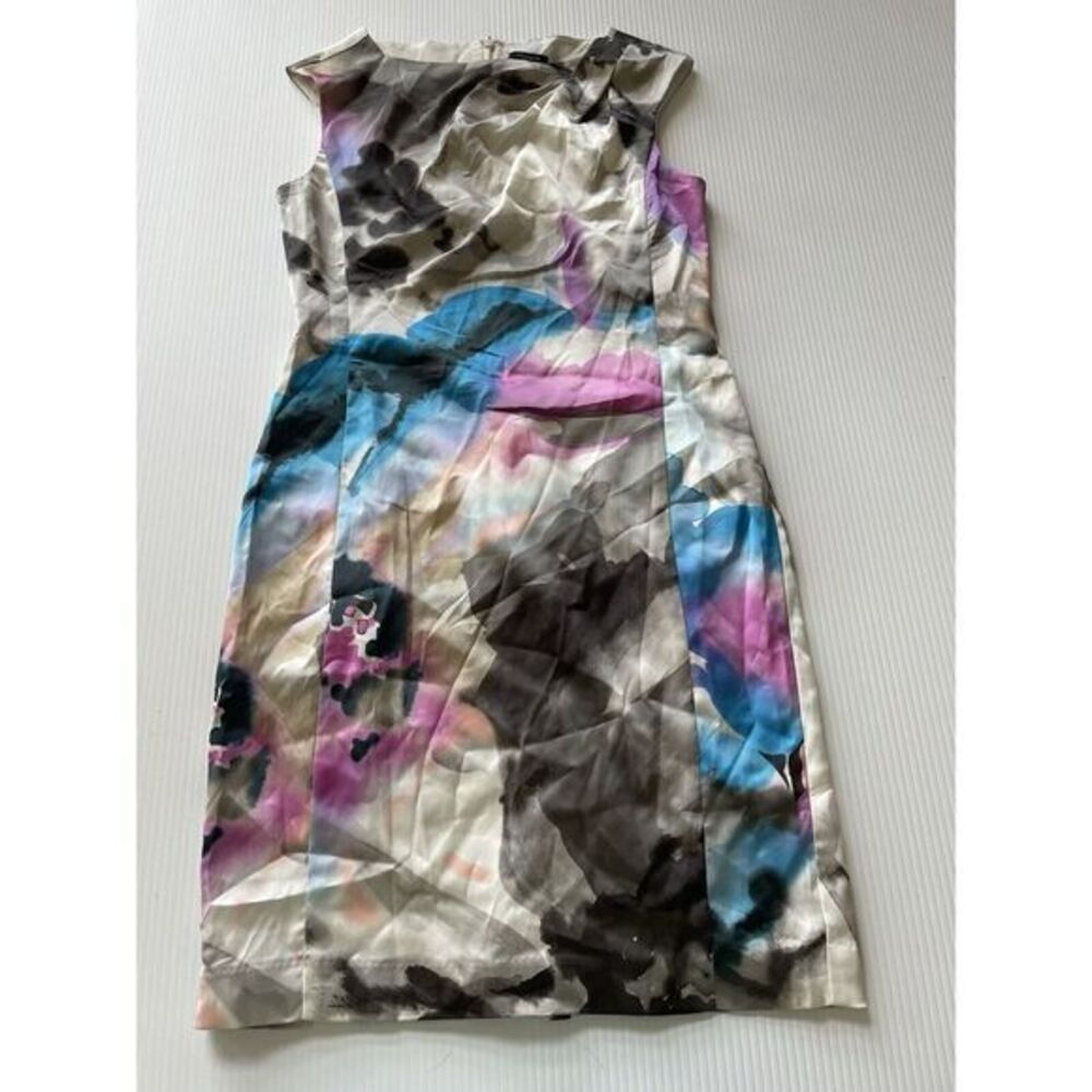 Ann Taylor Sleeveless Watercolor Sheath Dress Pastel Sz 0 Purple Blue White